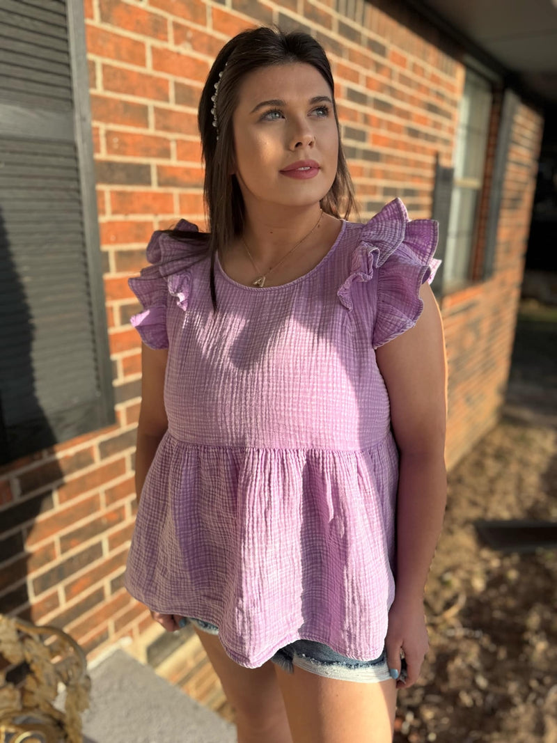 Lavender Ruffle Top