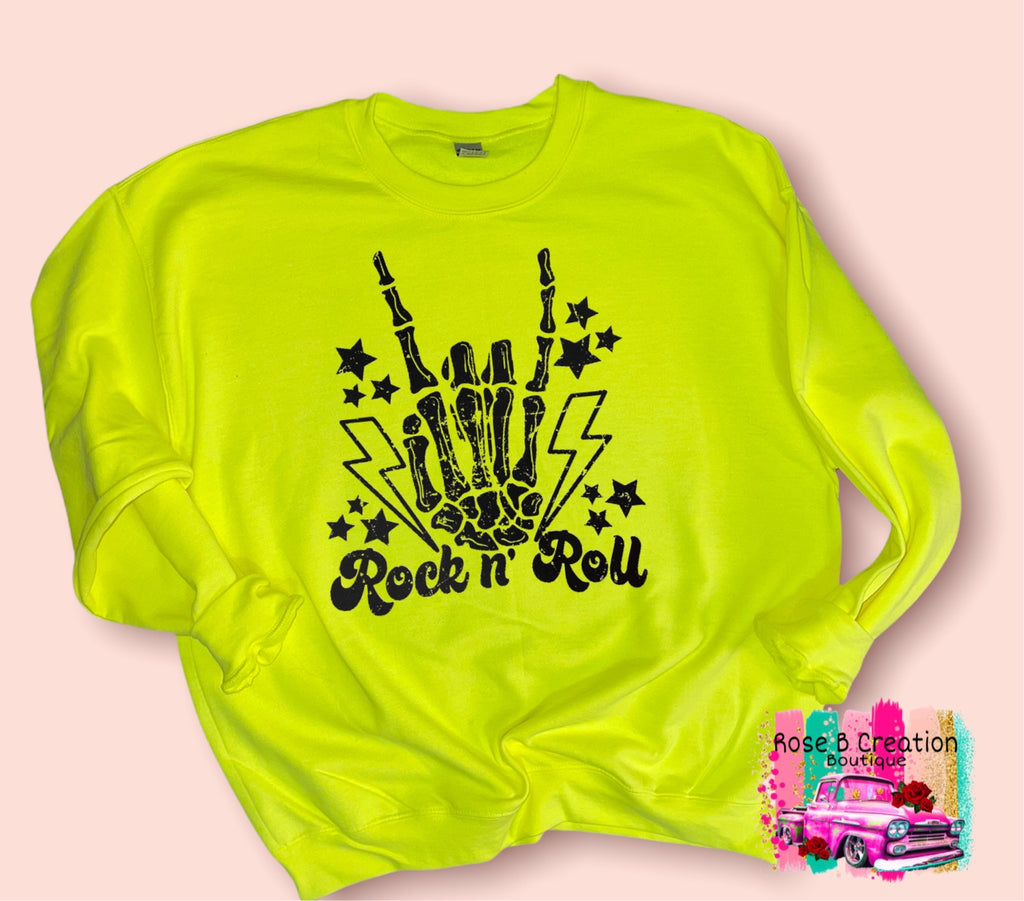 Rock N' Roll Neon Yellow Sweatshirt.